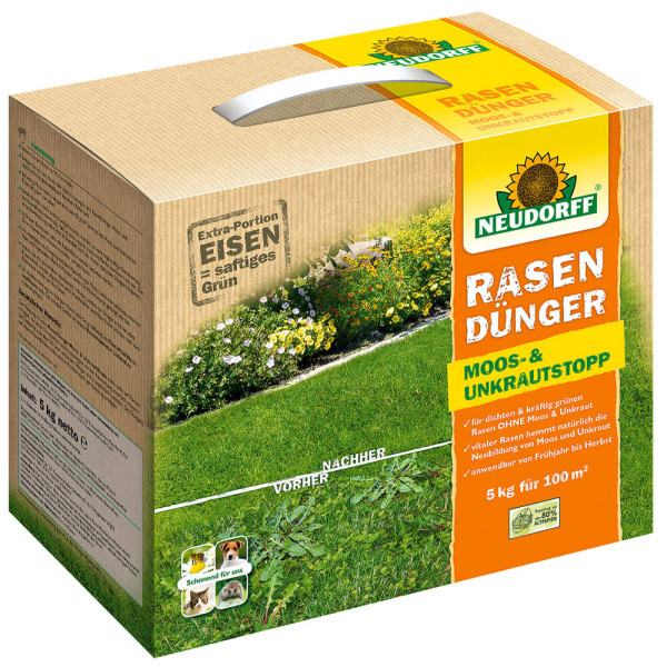 NEUDORFF Îngrășământ pentru gazon, pentru combaterea mușchilor și a buruienilor 5 kg