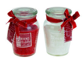 Lumânare colorată, parfumată în sticlă atractivă, albă