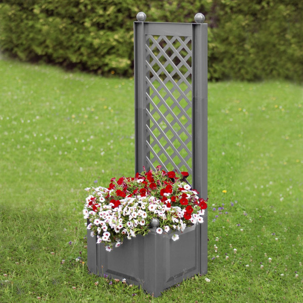 Jardinieră cu suport de cățărare 43 cm, gri