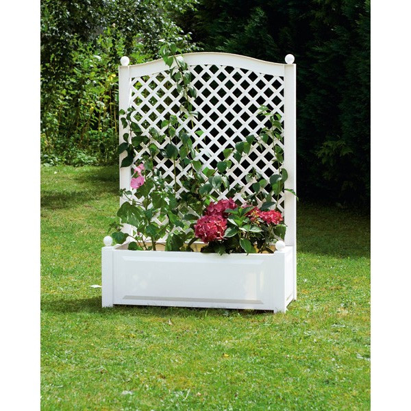 Jardinieră cu suport de căţărare 100 cm, albă