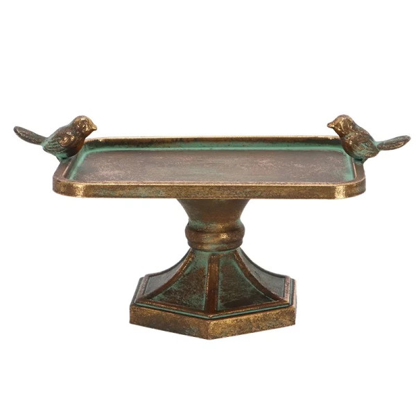 Hrănitor pentru păsări din metal în stil antic, auriu, 30 x 16 x 15 cm